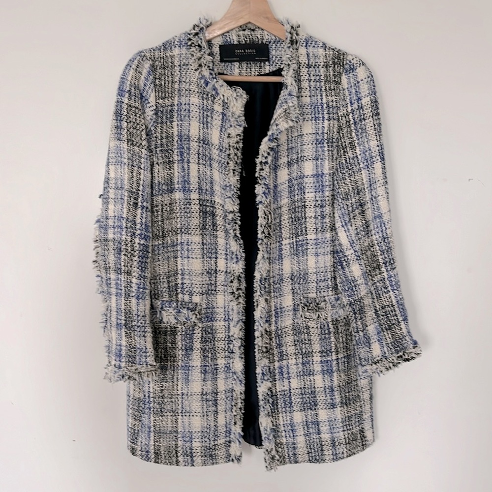 Zara Blue Tweed Jacket XS